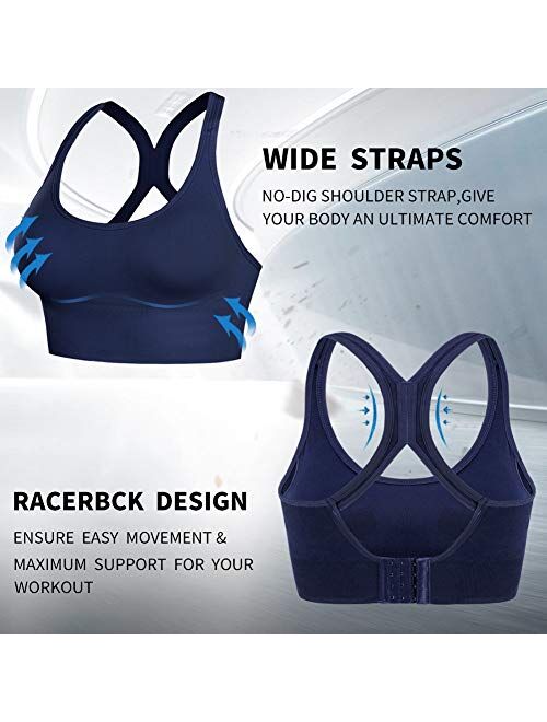 Racerback Sports Bras for Women Pull-On Closure high Impact Yoga Workout Tops