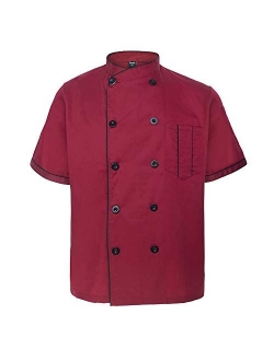 TOPTIE Unisex Short Sleeve Chef Coat Jacket