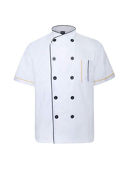 TOPTIE Unisex Short Sleeve Chef Coat Jacket