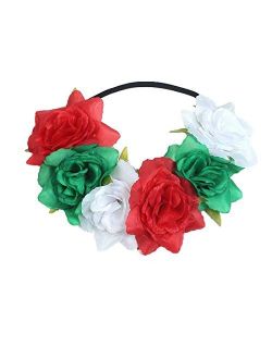 Flower Headband for Women, Floral Flower Crown Stretch Headband Elastic Hair Band Costumes for Women Girls Men Boys