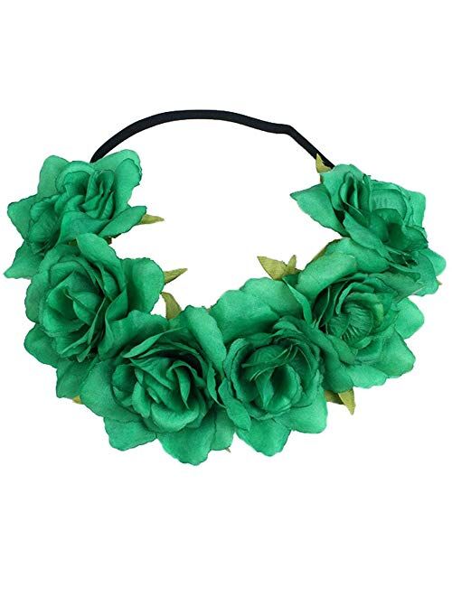 Flower Headband for Women, Floral Flower Crown Stretch Headband Elastic Hair Band Costumes for Women Girls Men Boys