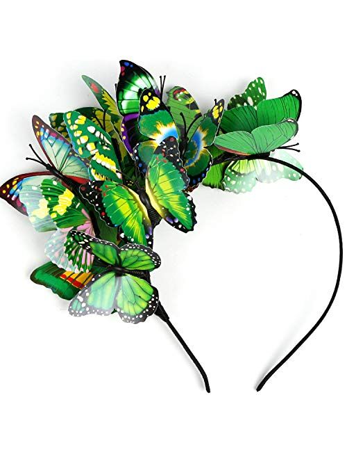 Coucoland Butterfly Fascinator Hat Kentucky Derby Fascinators Boho Style Headband Butterfly Headpiece