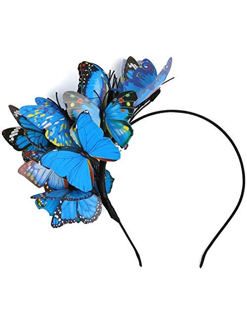 Coucoland Butterfly Fascinator Hat Kentucky Derby Fascinators Boho Style Headband Butterfly Headpiece