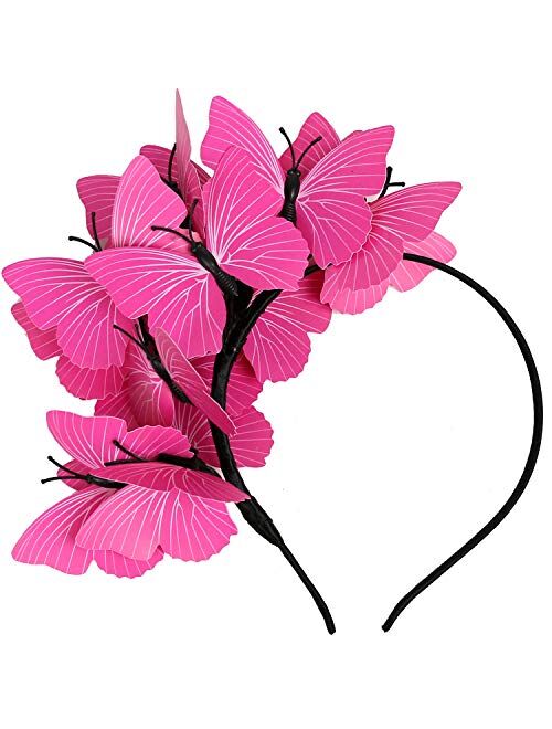 Coucoland Butterfly Fascinator Hat Kentucky Derby Fascinators Boho Style Headband Butterfly Headpiece