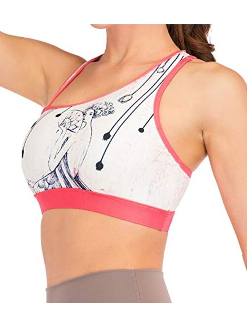 Chisportate Women's Strappy Sports Bra Removable Padded Bra Comfort Yoga Bra Tops Activewear for Workout Running Fitness