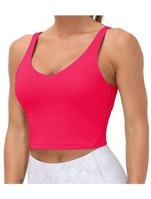 THE GYM PEOPLE Womens Longline Sports Bra Wirefree Padded Medium Support Yoga Bras Gym Running Workout Tank Tops