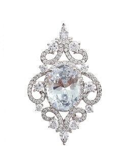 SELOVO Wedding Formal Accessory Cubic Zirconia Brooch Pendant Pin