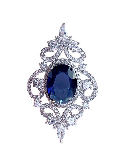 SELOVO Wedding Formal Accessory Cubic Zirconia Brooch Pendant Pin