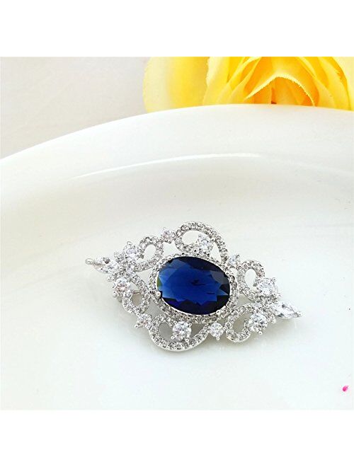 SELOVO Wedding Formal Accessory Cubic Zirconia Brooch Pendant Pin