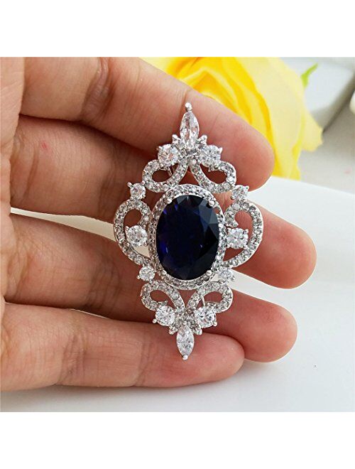 SELOVO Wedding Formal Accessory Cubic Zirconia Brooch Pendant Pin