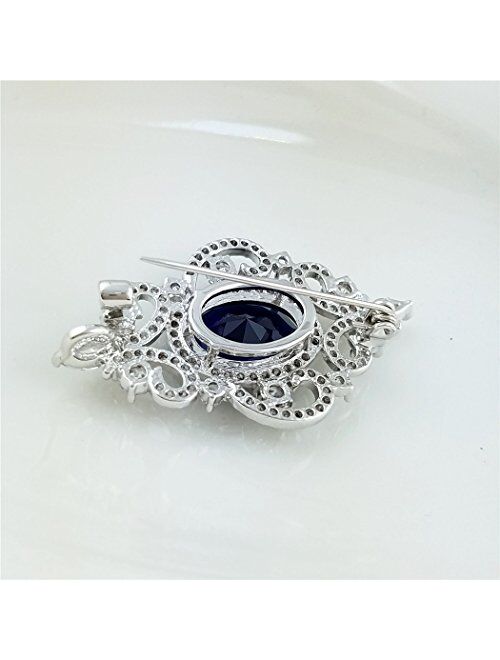 SELOVO Wedding Formal Accessory Cubic Zirconia Brooch Pendant Pin