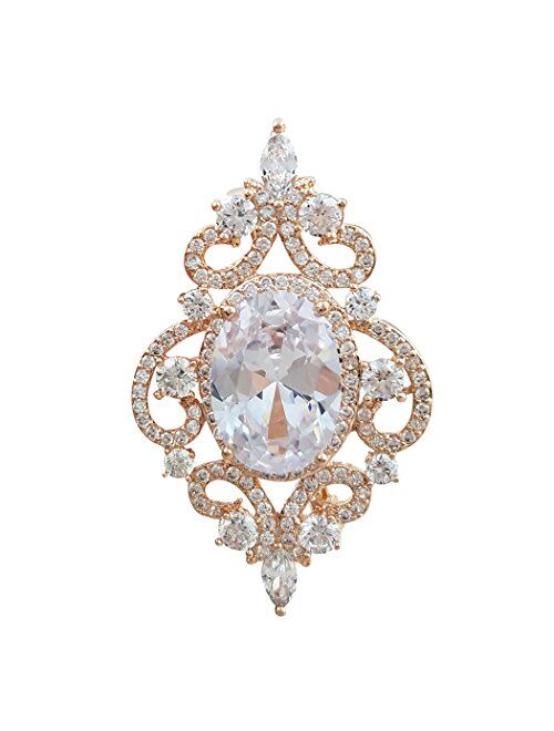 SELOVO Wedding Formal Accessory Cubic Zirconia Brooch Pendant Pin