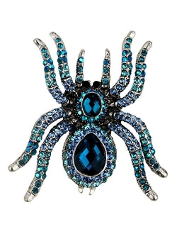 YACQ Women's Spider Pin Brooches + Pendants 2 in 1 - Scarf Holders - Lead & Nickle Free - 2-1/4 x 2-1/4 Inches - Halloween Costume Accessories