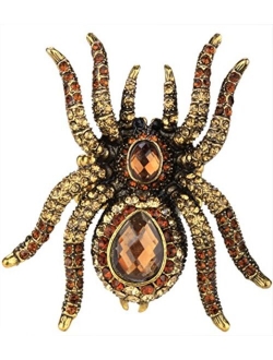 YACQ Women's Spider Pin Brooches + Pendants 2 in 1 - Scarf Holders - Lead & Nickle Free - 2-1/4 x 2-1/4 Inches - Halloween Costume Accessories