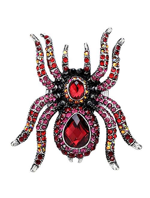 YACQ Women's Spider Pin Brooches + Pendants 2 in 1 - Scarf Holders - Lead & Nickle Free - 2-1/4 x 2-1/4 Inches - Halloween Costume Accessories