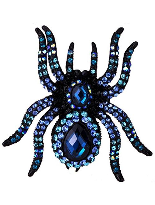 YACQ Women's Spider Pin Brooches + Pendants 2 in 1 - Scarf Holders - Lead & Nickle Free - 2-1/4 x 2-1/4 Inches - Halloween Costume Accessories