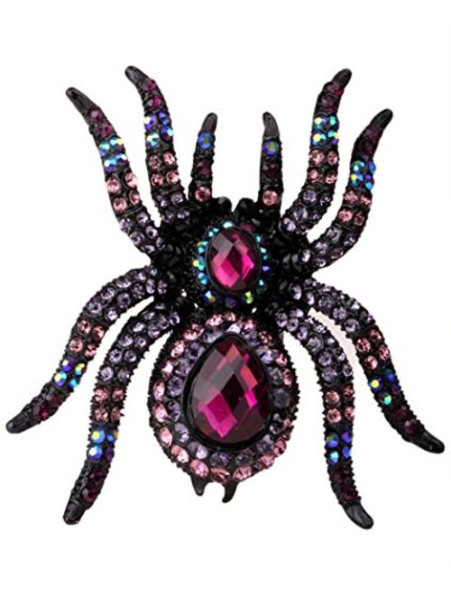 YACQ Women's Spider Pin Brooches + Pendants 2 in 1 - Scarf Holders - Lead & Nickle Free - 2-1/4 x 2-1/4 Inches - Halloween Costume Accessories