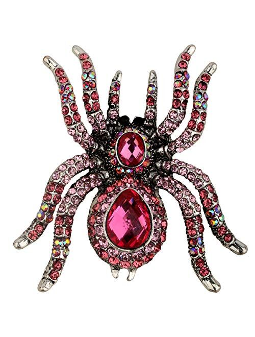 YACQ Women's Spider Pin Brooches + Pendants 2 in 1 - Scarf Holders - Lead & Nickle Free - 2-1/4 x 2-1/4 Inches - Halloween Costume Accessories