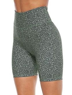 Persit High Waist Print Workout Yoga Shorts with Pockets,  Athletic Shorts