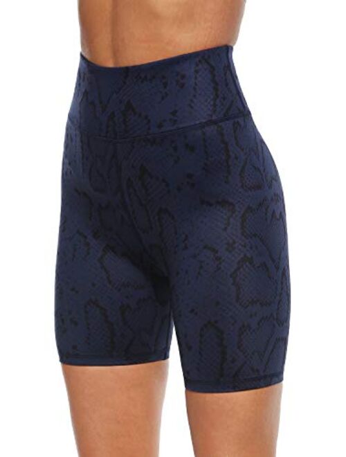 Persit High Waist Print Workout Yoga Shorts with Pockets,  Athletic Shorts