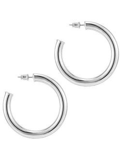 14K Gold Colored Lightweight Chunky Open Hoops | Gold Hoop Earrings for Women