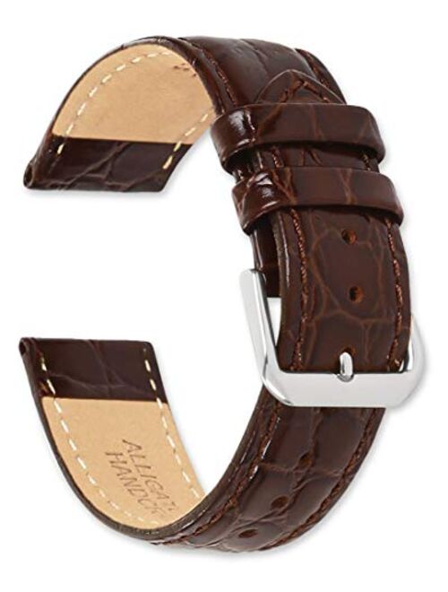 Fossil deBeer - Alligator Grain Leather Replacement Watch Band Strap - Extra Long Length - 8.75" Long - Widths: 16mm, 18mm, 19mm, 20mm