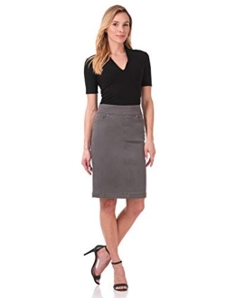 Rekucci Women's Ease into Comfort Chic n' Casual Stretch Jean Skirt