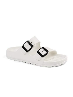 FUNKYMONKEY Comfort Slides Double Buckle Adjustable Flat Sandals