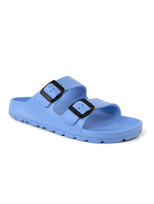 FUNKYMONKEY Comfort Slides Double Buckle Adjustable Flat Sandals