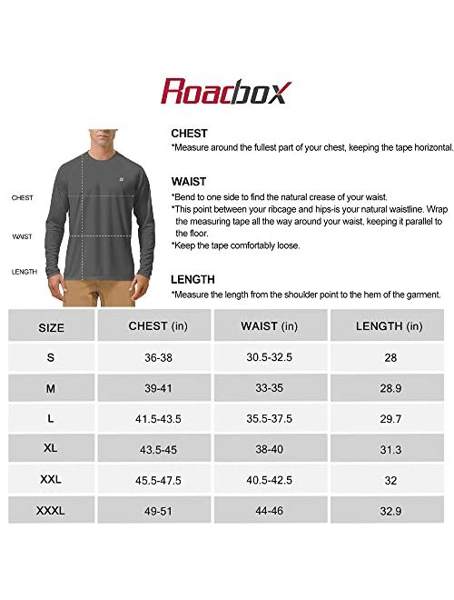 Roadbox Men's Sun Protection UPF 50+ UV Outdoor Long Sleeve Dri-fit T-Shirt Rashguard Shirts for Running, Fishing, Hiking