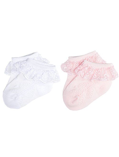 Epeius Baby-Girls Eyelet Frilly Lace Socks,Newborn/Infant/Toddler/Little Girls (Pack of 2/3/4/6)