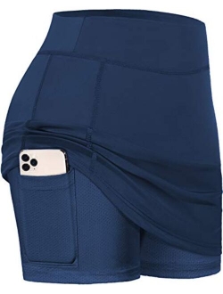 BLEVONH Women Tennis Skirts Inner Shorts Elastic Sports Golf Skorts with Pockets