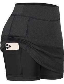 BLEVONH Women Tennis Skirts Inner Shorts Elastic Sports Golf Skorts with Pockets