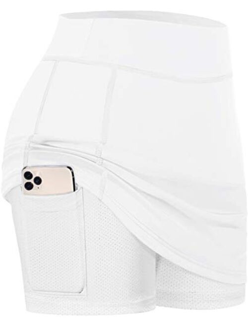 BLEVONH Women Tennis Skirts Inner Shorts Elastic Sports Golf Skorts with Pockets