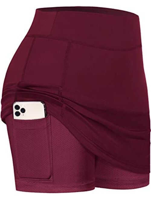 BLEVONH Women Tennis Skirts Inner Shorts Elastic Sports Golf Skorts with Pockets