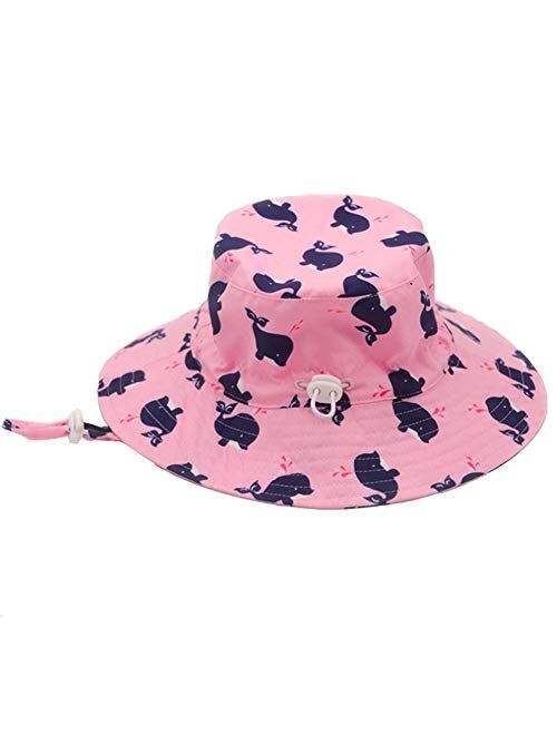 Exemaba Baby Sun Hat Adjustable - Outdoor Toddler Swim Beach Pool Hat Kids UPF 50+ Wide Brim Chin Strap Summer Play Hat