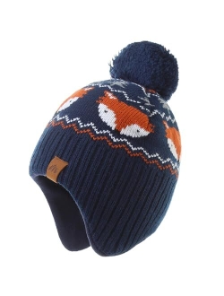 Moon Kitty Baby Boys Girls Knit Hats Winter Fleece Skiing Winter Caps with Warm Ear Flap