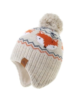 Moon Kitty Baby Boys Girls Knit Hats Winter Fleece Skiing Winter Caps with Warm Ear Flap