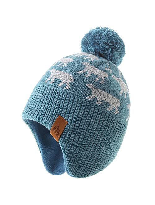 Moon Kitty Baby Boys Girls Knit Hats Winter Fleece Skiing Winter Caps with Warm Ear Flap