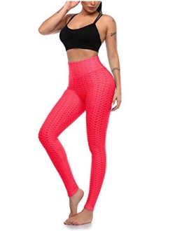 Women's Butt Lifting Leggings, High Waist Yoga Workout Pants Ultra Soft Slim Stretchy Booty Lift Tummy Control Biker Tights