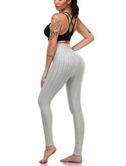 Women's Butt Lifting Leggings, High Waist Yoga Workout Pants Ultra Soft Slim Stretchy Booty Lift Tummy Control Biker Tights