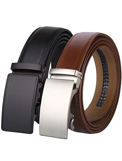 Lavemi Men's Real Leather Ratchet Dress Belt with Automatic Buckle,Elegant Gift Box