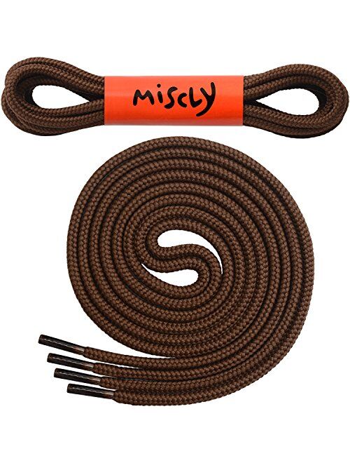 Miscly Round Boot Laces [1 Pair] Heavy Duty and Durable Shoelaces for Boots, Work Boots & Hiking Shoes