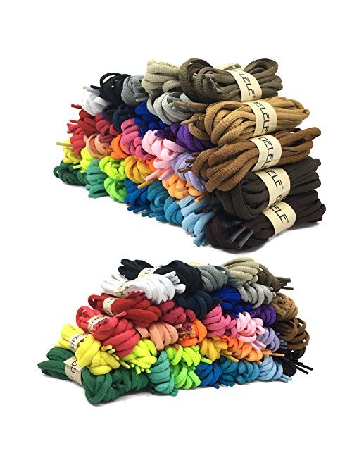 DELELE 2Pair Oval Shoes laces 42 Colors Half Round 1/4