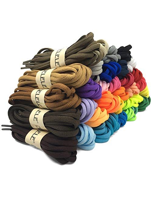 DELELE 2Pair Oval Shoes laces 42 Colors Half Round 1/4