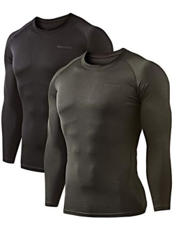 DEVOPS Men's (Pack of 2) Thermal Underwear Shirt Compression Baselayer Long-Sleeve Tops