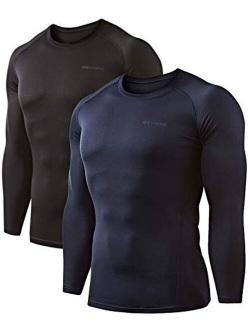 DEVOPS Men's (Pack of 2) Thermal Underwear Shirt Compression Baselayer Long-Sleeve Tops