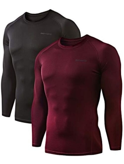 DEVOPS Men's (Pack of 2) Thermal Underwear Shirt Compression Baselayer Long-Sleeve Tops