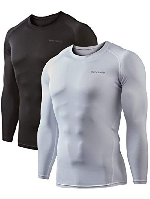 DEVOPS Men's (Pack of 2) Thermal Underwear Shirt Compression Baselayer Long-Sleeve Tops