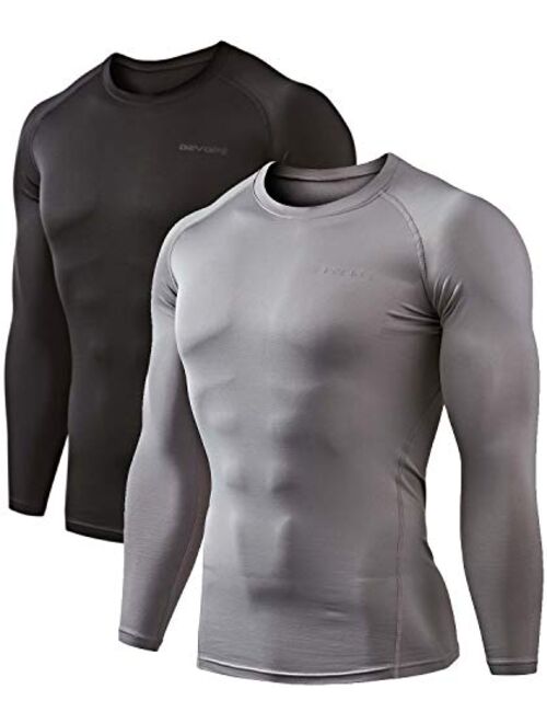 DEVOPS Men's (Pack of 2) Thermal Underwear Shirt Compression Baselayer Long-Sleeve Tops